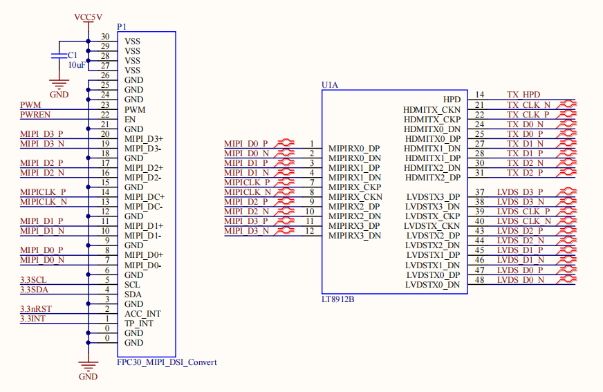 iMX8mm擴(kuò)展HDMI和LVDS顯示原理圖1